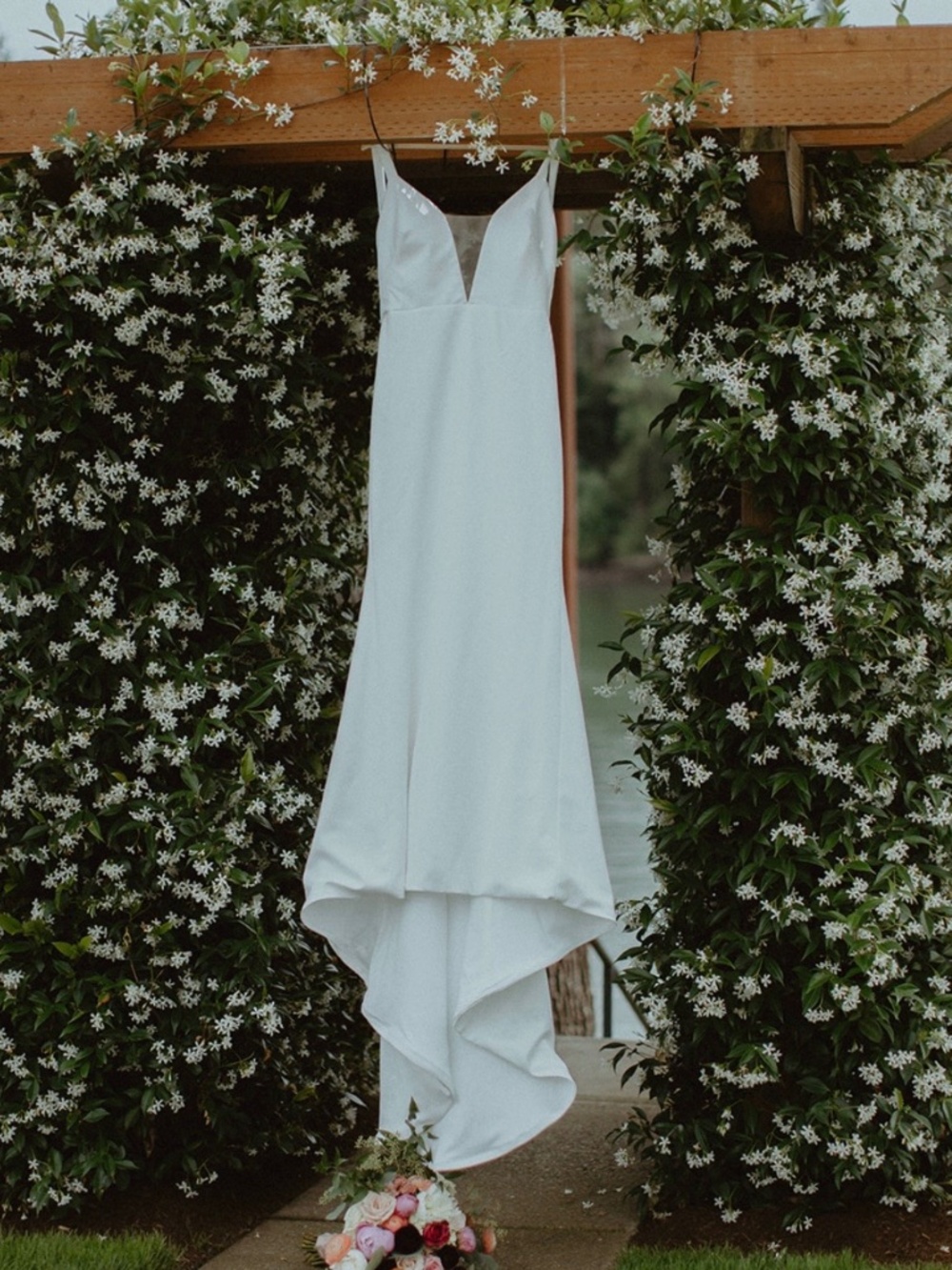 Tennyson Wedding Dress by The Label | Simple Crepe Mermaid Gown | Size L